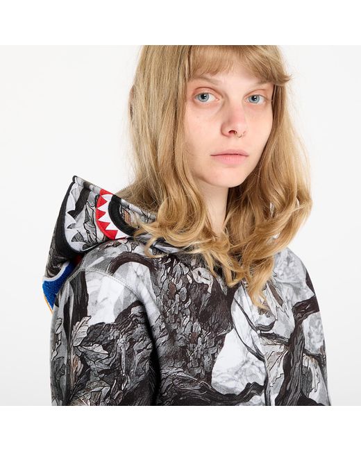 A Bathing Ape Black Sweatshirt Tree Edge Camo Shark Relaxed Fit Full Zip Hoodie