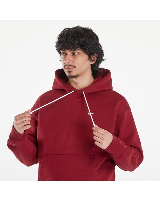 Solo swoosh fleece pullover hoodie team red/ white di Nike da Uomo