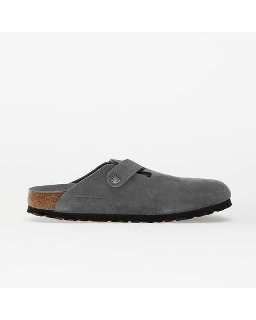 Birkenstock Gray Sneakers Boston Soft Footbed Suede Leather
