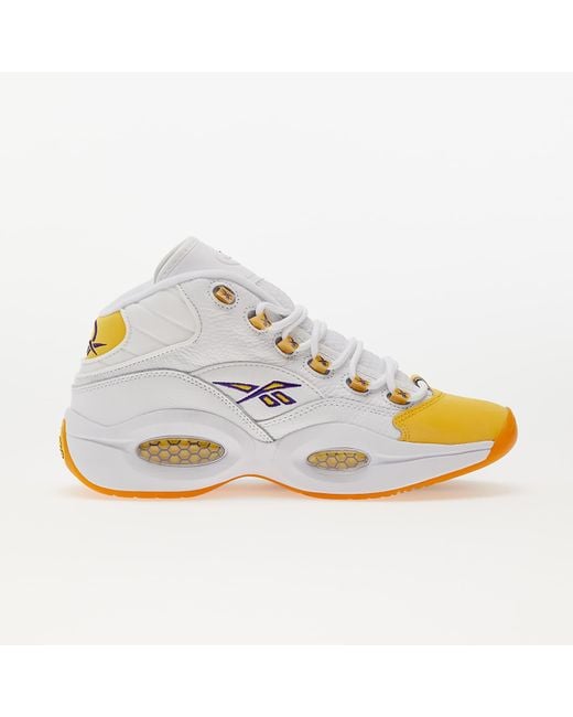Question Mid White/ Yellow Thread/ Ultra Violet Reebok pour homme | Lyst