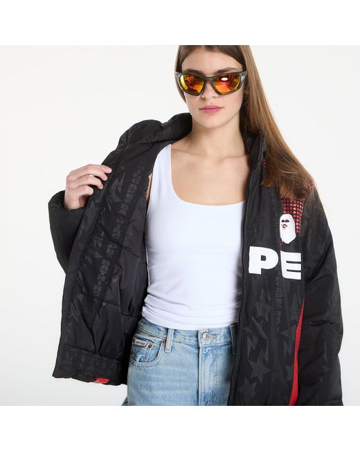 A Bathing Ape Black Jacket Aba Frame Monogram Jacquard Multi Logo Padded Jacket