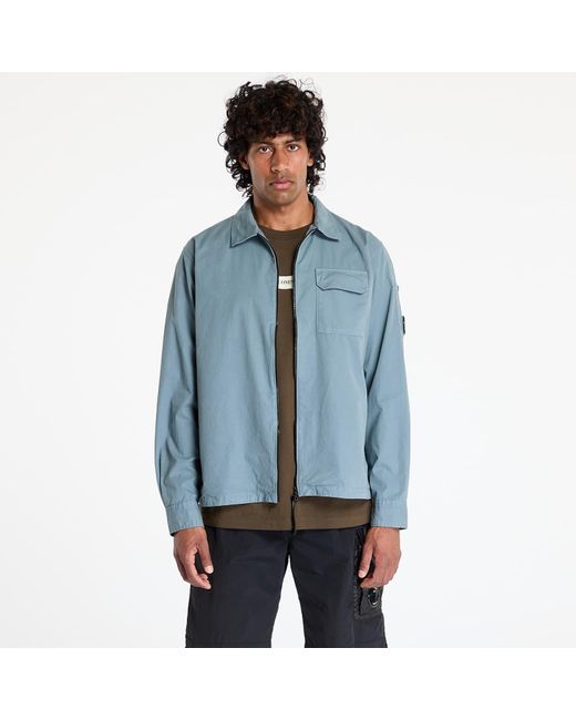 C P Company Blue Jacket Organic Gabardine Full Zip Overshirt for men