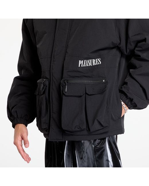 Pleasures Black Jacket Run Hooded Jacket for men