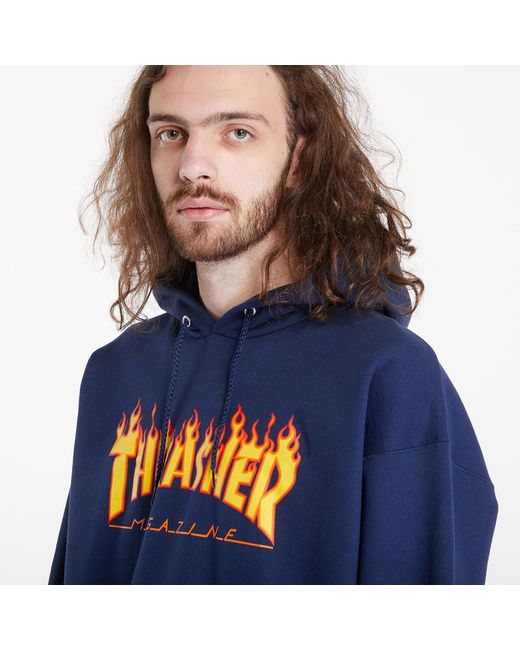Thrasher Flame Logo Hoodie in Blue for Men Lyst