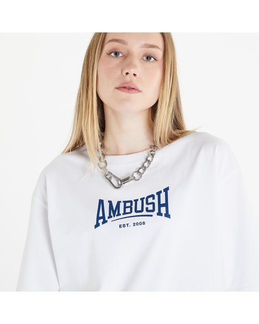 Ambush White Graphic T-shirt Unisex Blanc De Blanc Insignia Blue