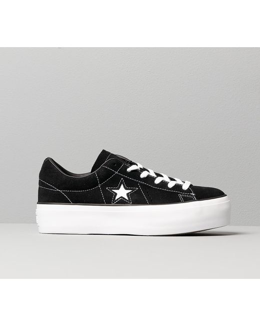 Converse One Star Platform Ox Trainers in Black Black White (Black) | Lyst