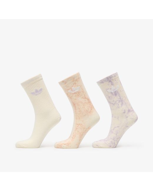 Adidas Originals White Adidas Tie Dye Crew Socks 3-Pack Halo Blush/ Dawn/ Cream