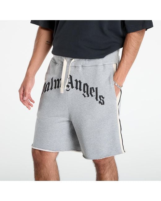 Palm Angels Shorts Curved Logo Track Sweatshort Melange in Blue für Herren