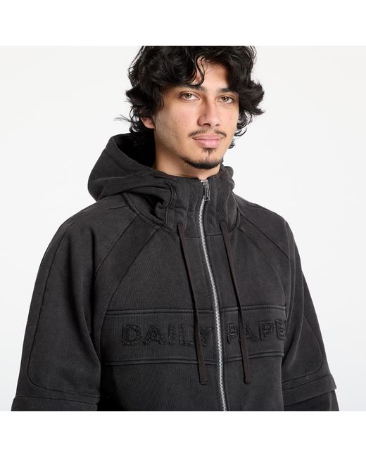 Daily Paper Black Sweatshirt Garment Wash Zip Up Hoodie