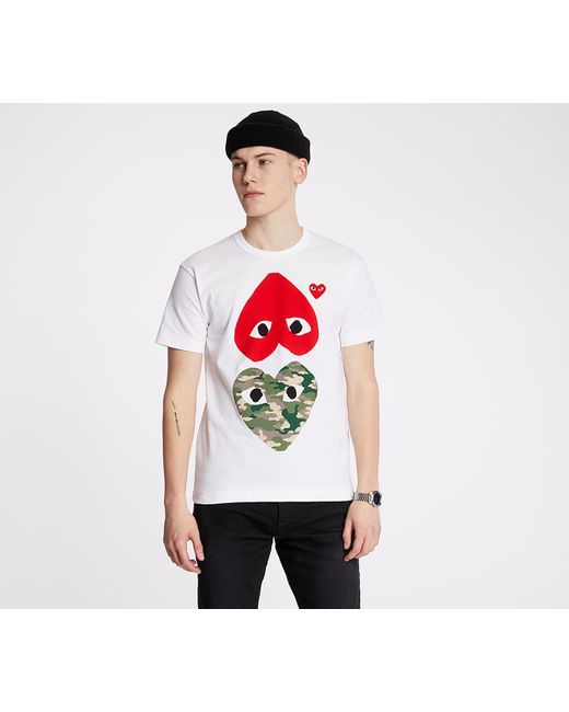 T-shirt camouflage avec cœur à l'envers COMME DES GARÇONS PLAY pour homme en coloris Red