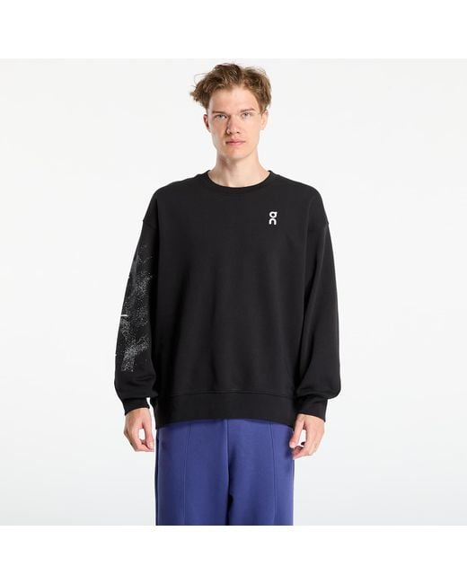 On Shoes Black Sweatshirt Club Crew Graphic for men