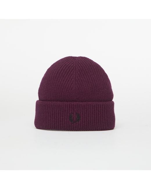 Fred Perry Purple Mütze Classic Wool Beanie
