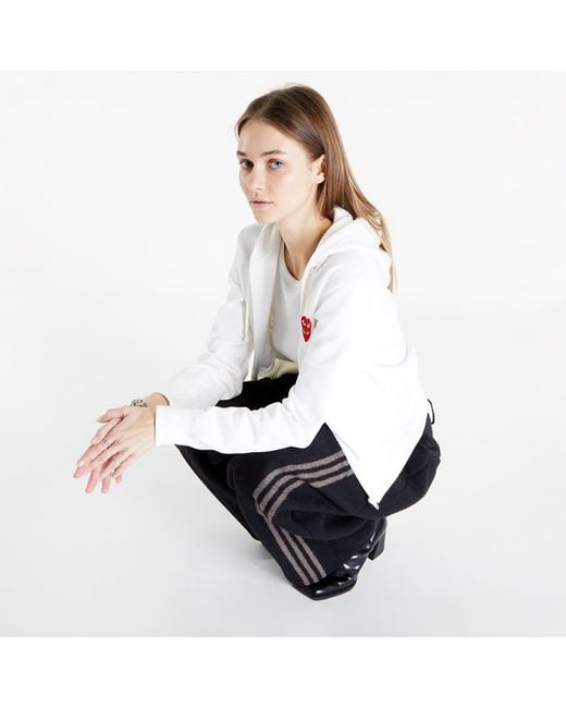COMME DES GARÇONS PLAY White Sweatshirt Double Heart Zip Hoodie