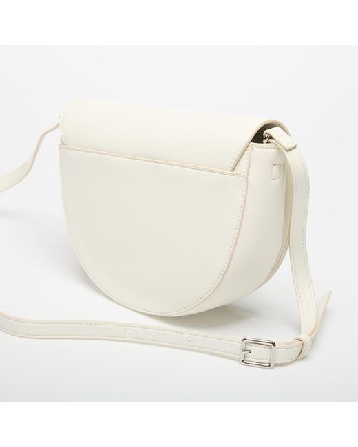 Calvin Klein White Bold Ck Saddle Crossbody
