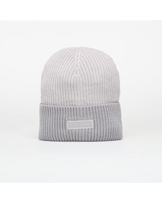 Calvin Klein Patch Wool Chunky Hat in het Gray