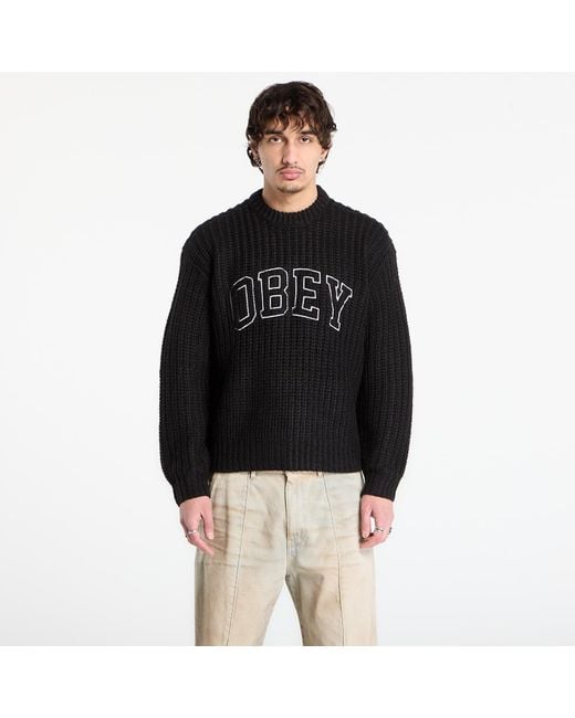 Obey Black Sweater Obey Collegiate Sweater for men