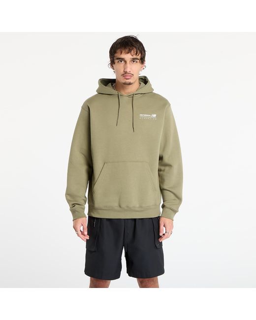 New Balance Green Sweatshirt Linear Graphic Fleece Hoodie for men