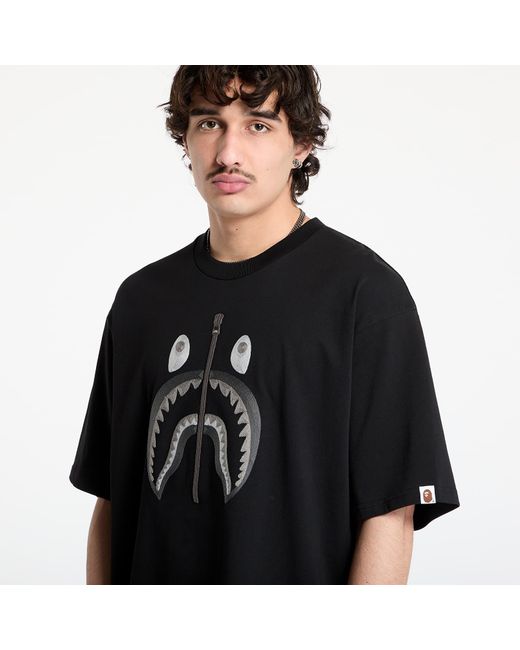A Bathing Ape Black T-Shirt Chain Stitch Shark Relaxed Fit Tee