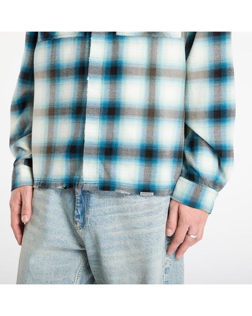 Represent Blue Shirt Sun Bleached Flannel Shirt for men