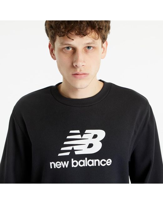 New Balance Essentials Stacked Logo French Terry Crewneck Black for Men ...