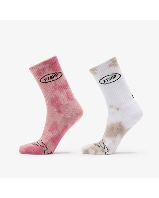 Chaussettes footshop basic crew socks 2-pack 39-42 FTSHP en coloris Pink