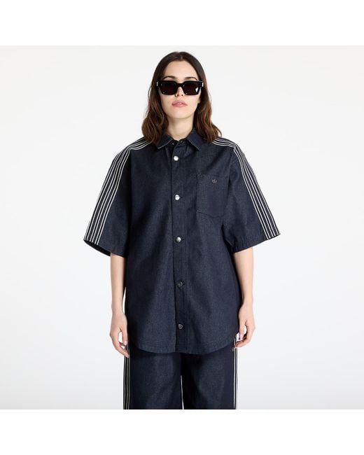Adidas Originals Blue Shirt Adidas Denim Short Sleeve Shirt/ Denim