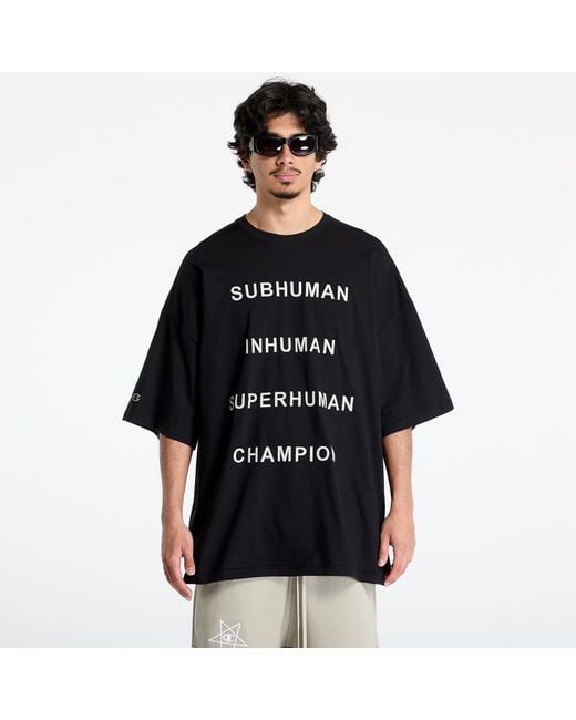 Maglietta X Champion Tommy Tee di Rick Owens in Black da Uomo