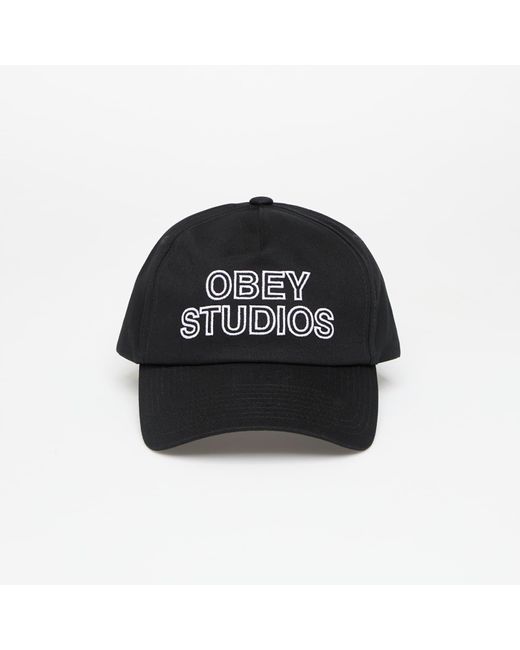 Obey Black Cap Obey Studios 5 Panel Strapback