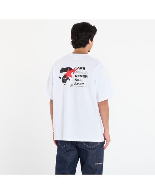 A Bathing Ape White T-Shirt Bape Sta Ape Face Relaxed Fit Tee for men