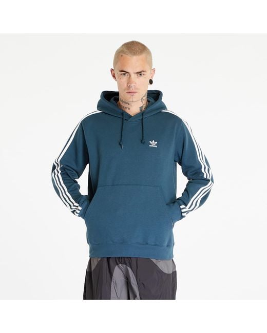 Adidas Originals Blue 3-stripes Fleece Hoodie Forest for men