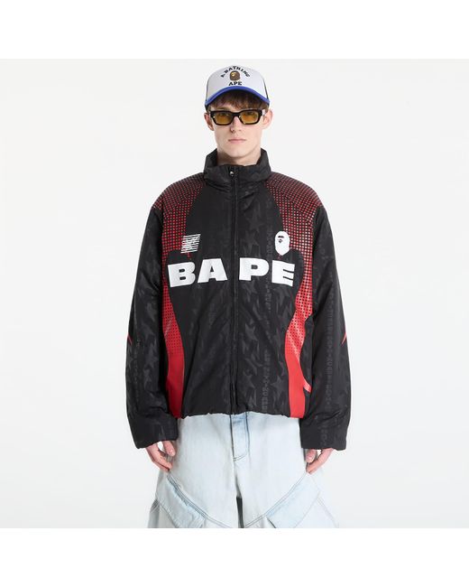 A Bathing Ape Black Jacket Aba Frame Monogram Jacquard Multi Logo Padded Jacket