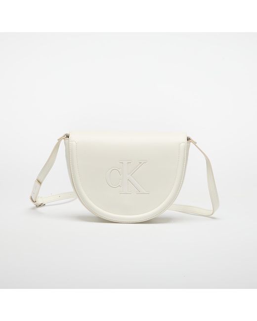 Calvin Klein White Bold Ck Saddle Crossbody