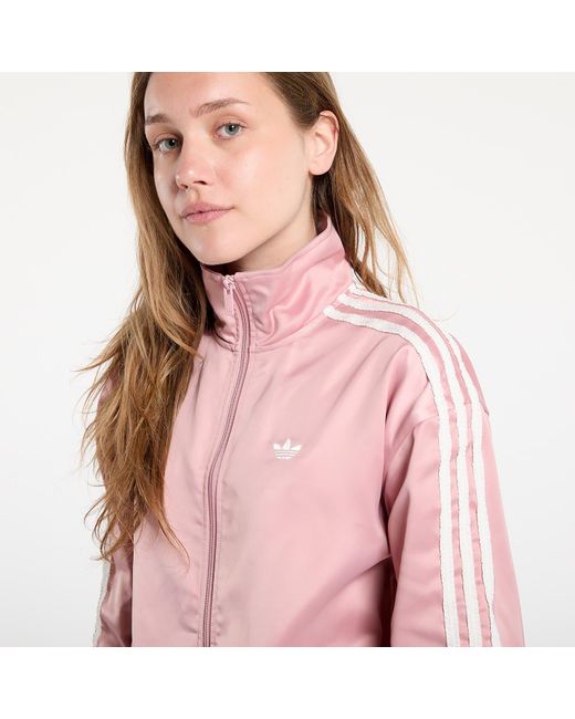 Adidas Originals Pink Jacket Satin Firebird Track Top Ruffle 3-Stripes