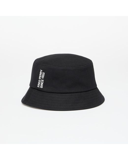 Fred Perry Black Bold Branding Canvas Buckethat/ Snow