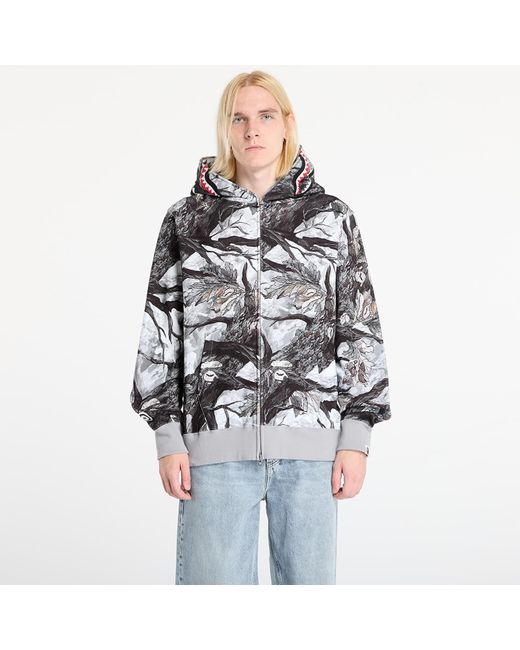 A Bathing Ape Black Sweatshirt Tree Edge Camo Shark Relaxed Fit Full Zip Hoodie