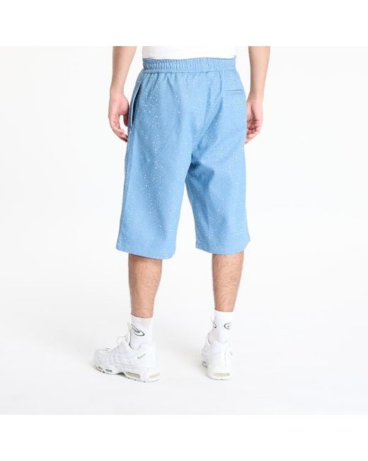 Pleasures Blue Glitter Baggy Denim Shorts for men
