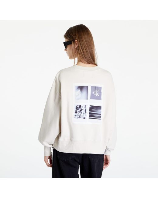 Calvin Klein White Back Polaroid Label Sweatshirt Cream