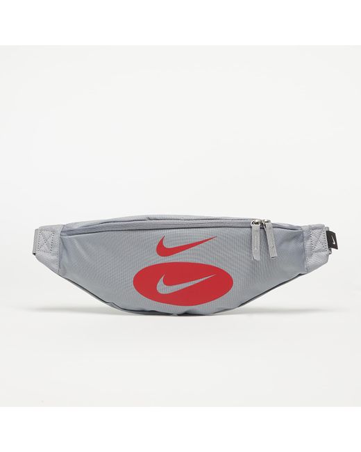 Nike Gray Heritage hip pack particle grey/ university red
