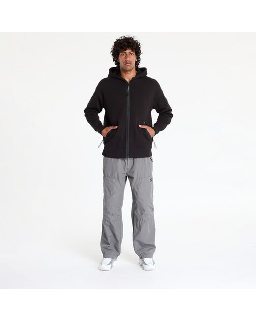 C P Company Black Sweatshirt Diagonal Raised Fleece Full Zip Hooded Sweatshirt for men