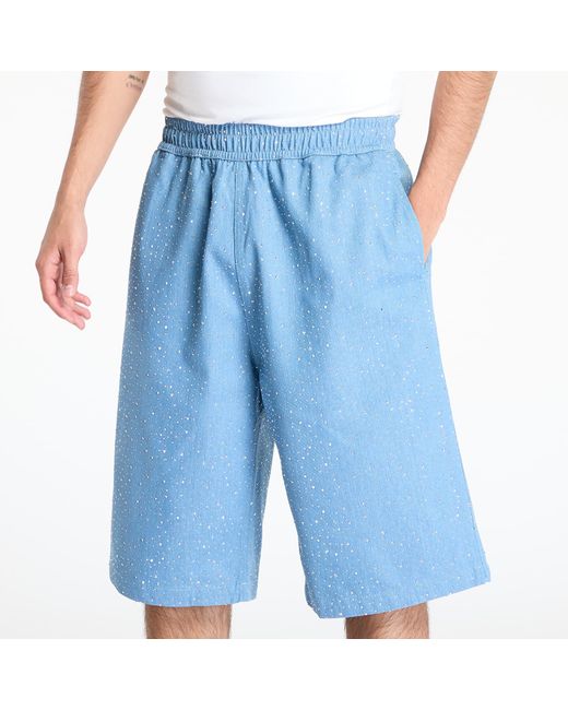 Pleasures Blue Glitter Baggy Denim Shorts for men