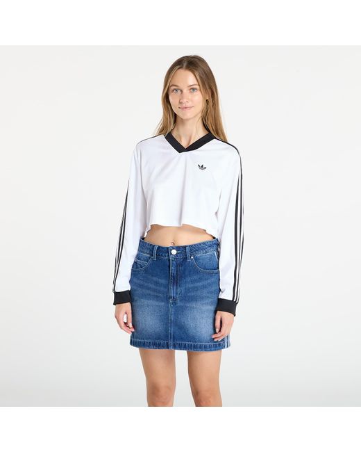 T-shirt adidas adicolor football jacquard crop long-sleeve top xs Adidas Originals en coloris Blue