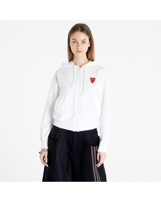 COMME DES GARÇONS PLAY White Sweatshirt Double Heart Zip Hoodie