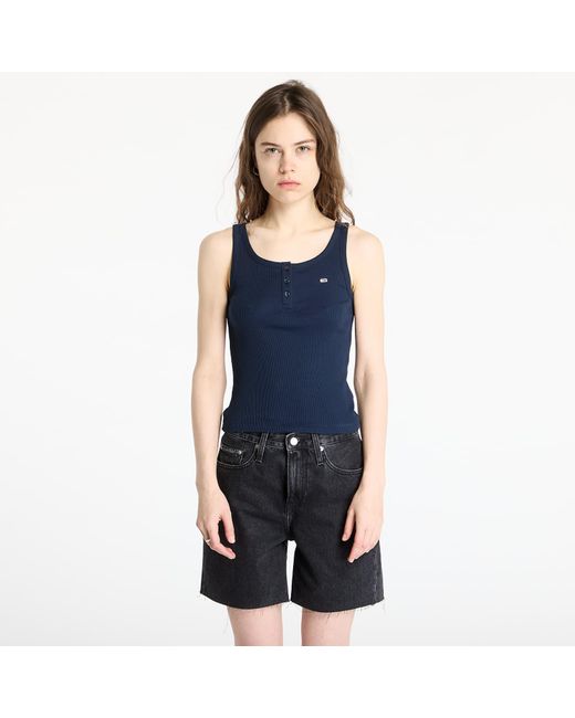 Tommy Hilfiger Blue Tank Top Tommy Jeans Slim Button Tank