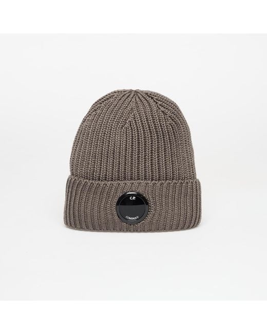 C P Company Brown Extrafine Merino Wool Lens Beanie