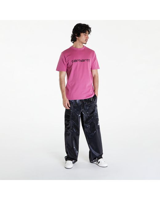 Carhartt T-shirt Short Sleeve Script T-shirt Unisex Magenta/ Black M in het Purple