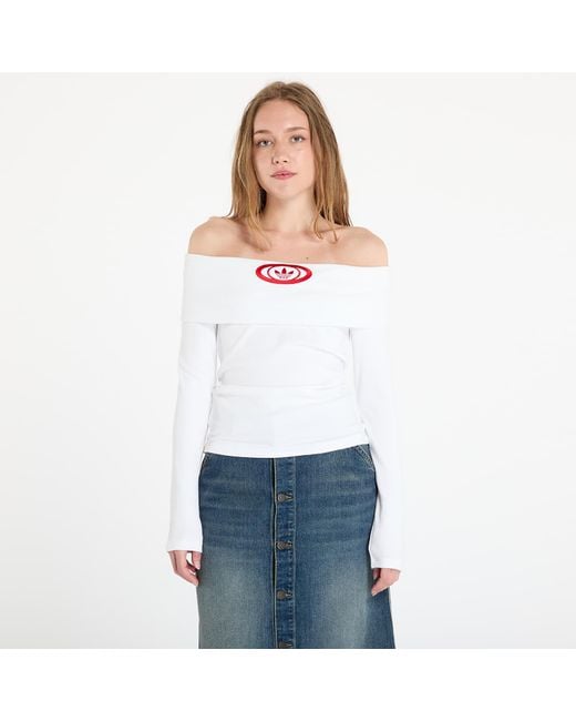 Adidas Originals White Top Off Shoulder Top