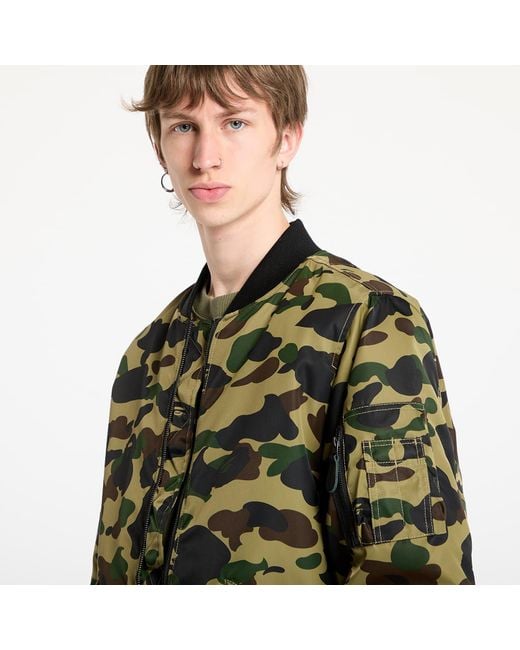 Giacca 1St Camo Shark Ma-1 Jacket di A Bathing Ape in Green