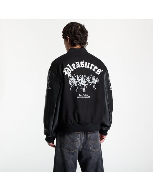 Pleasures Black Bomber Zero Varsity Jacket for men