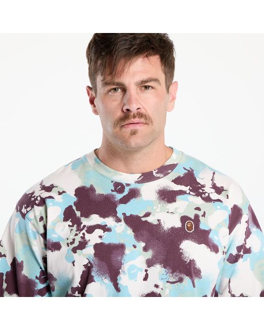 A Bathing Ape White T-Shirt Map Camo Ape Head One Point Tee