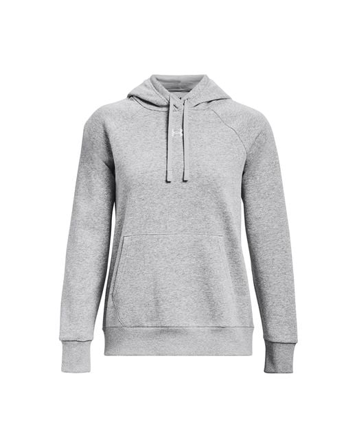 Felpa Con Cappuccio Rival Fleece Da Donna Mod Light Heather Bianco di Under Armour in Gray